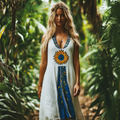 Bohemian Sunflower Embroidery Sleeveless Cozy Linen Maxi Dress elevenforest
