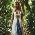 Bohemian Sunflower Embroidery Sleeveless Cozy Linen Maxi Dress elevenforest