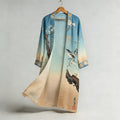 Japanese Bird Plum Blossom Gradient Flowy Long Linen Kimono elevenforest