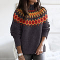 Vintage Tribal Knit Jacquard Turtleneck Sweater elevenforest
