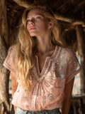 Women's Marine Series Starfish Print V-neck Top elevenforest