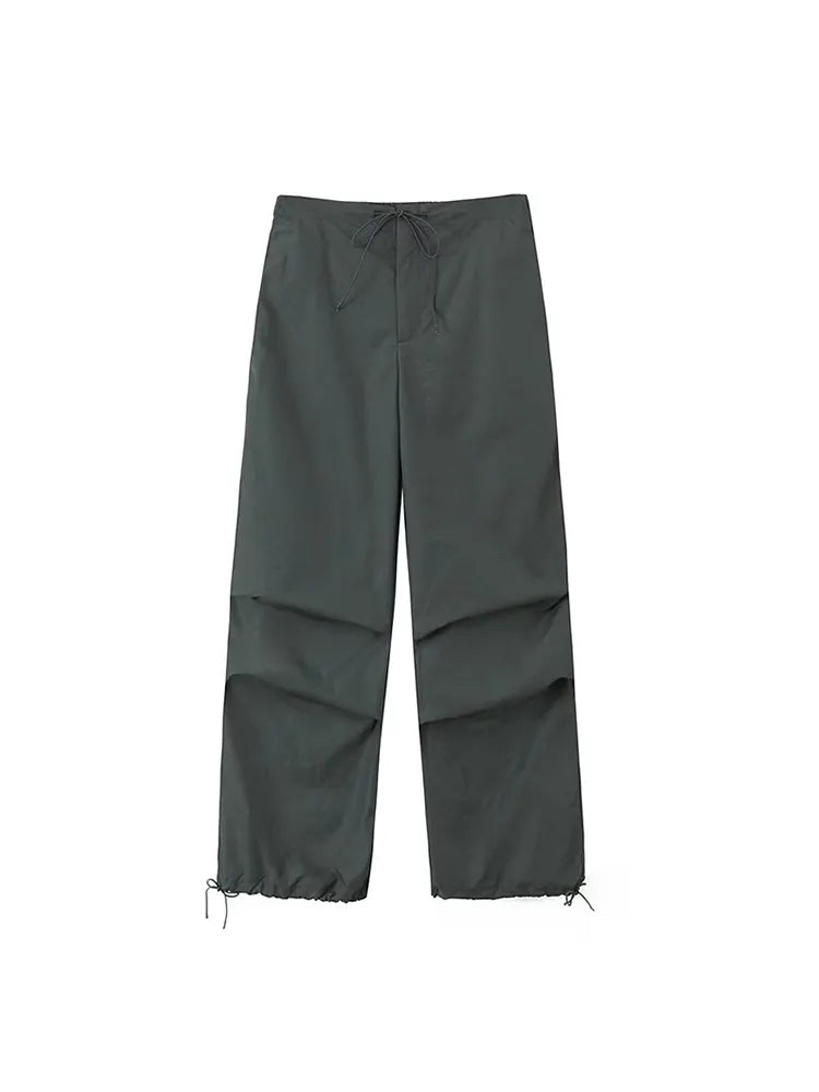 Parachute Cargo Pants Jogging Trousers High Elastic Waist Female Lady Boot Cut
