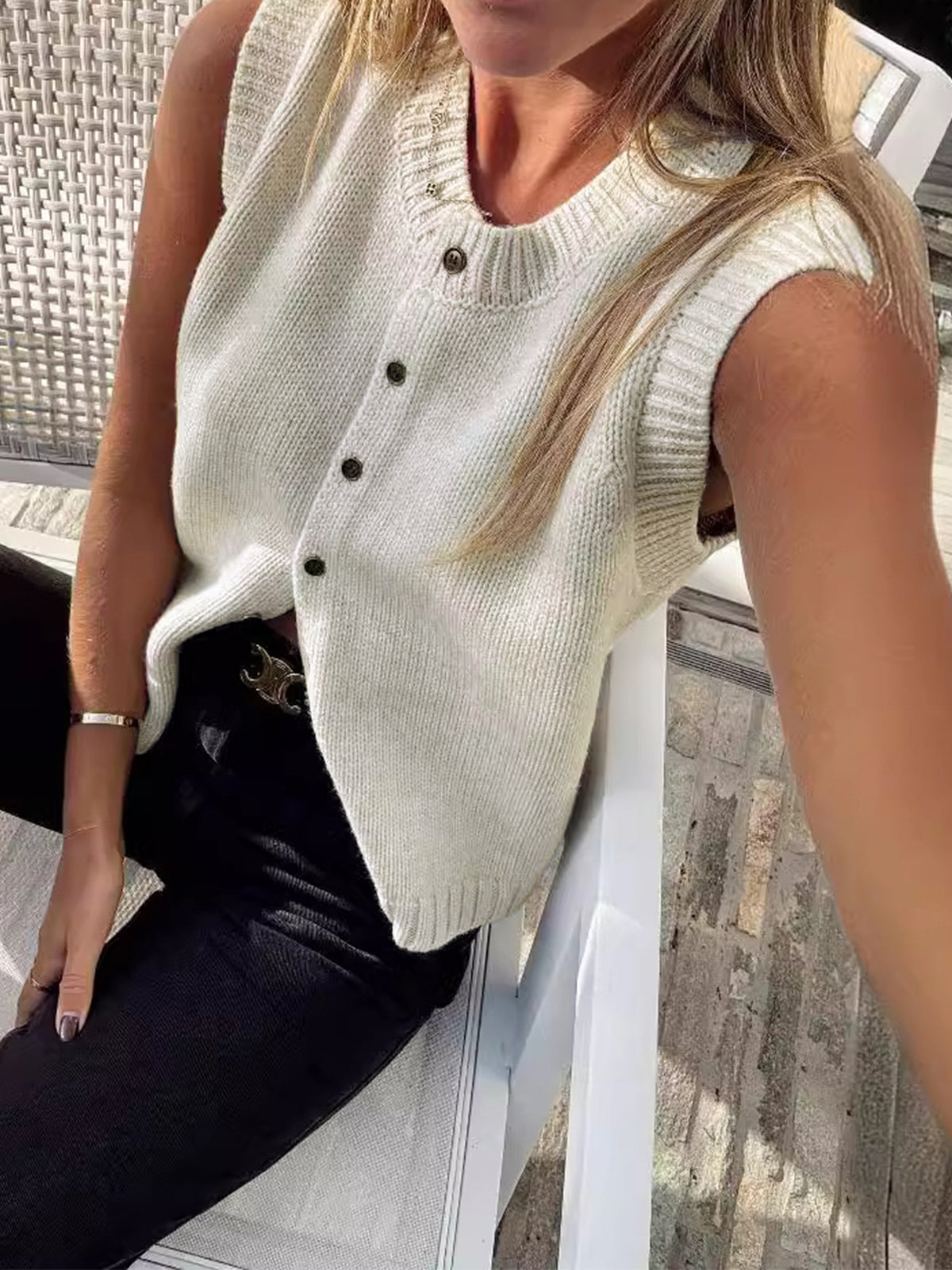 Button Up Sweater Vest
