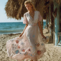 Vintage Bohemian Ocean Mermaid V-neck Dress elevenforest