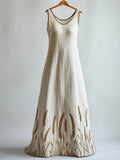 Lammas Wheat Embroidered Linen Maxi Tank Dress elevenforest