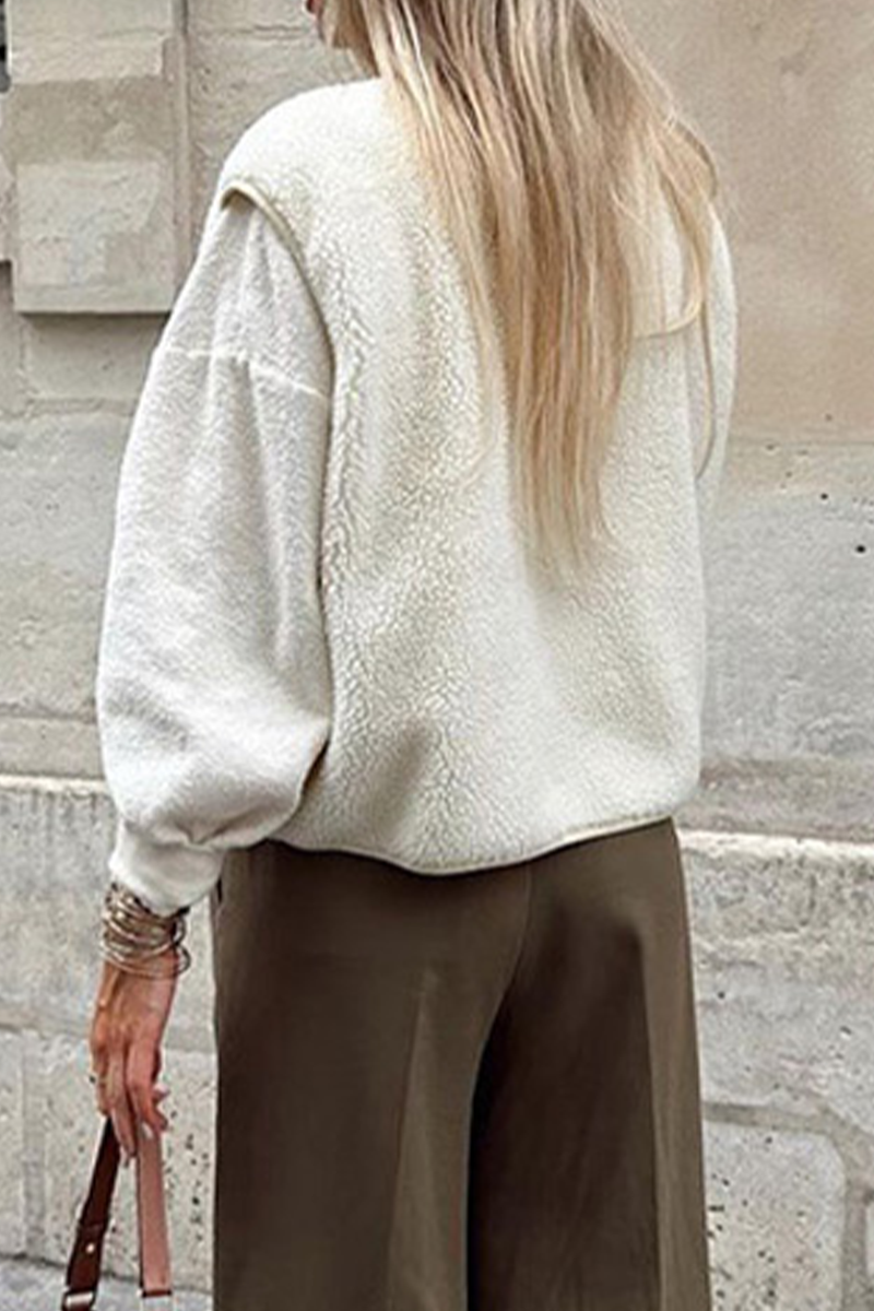 Street Pocket Buttons Fluffy O Neck Waistcoats(3 Colors)