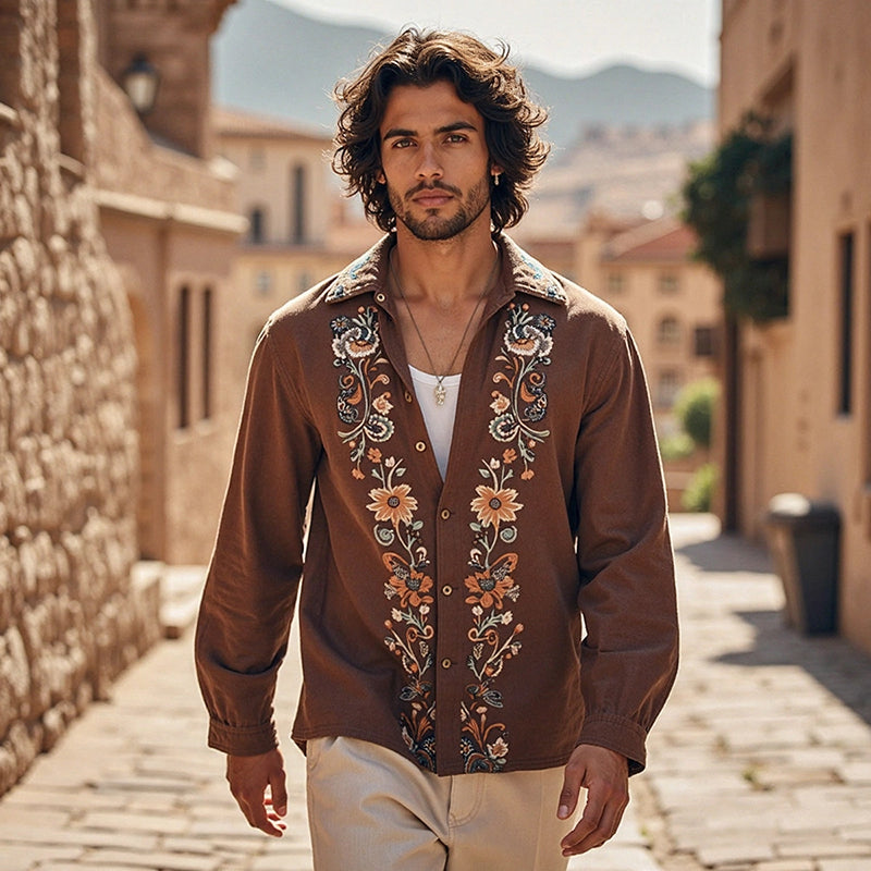 Men's Bohemian Floral Casual Resort Style Shirt elevenforest
