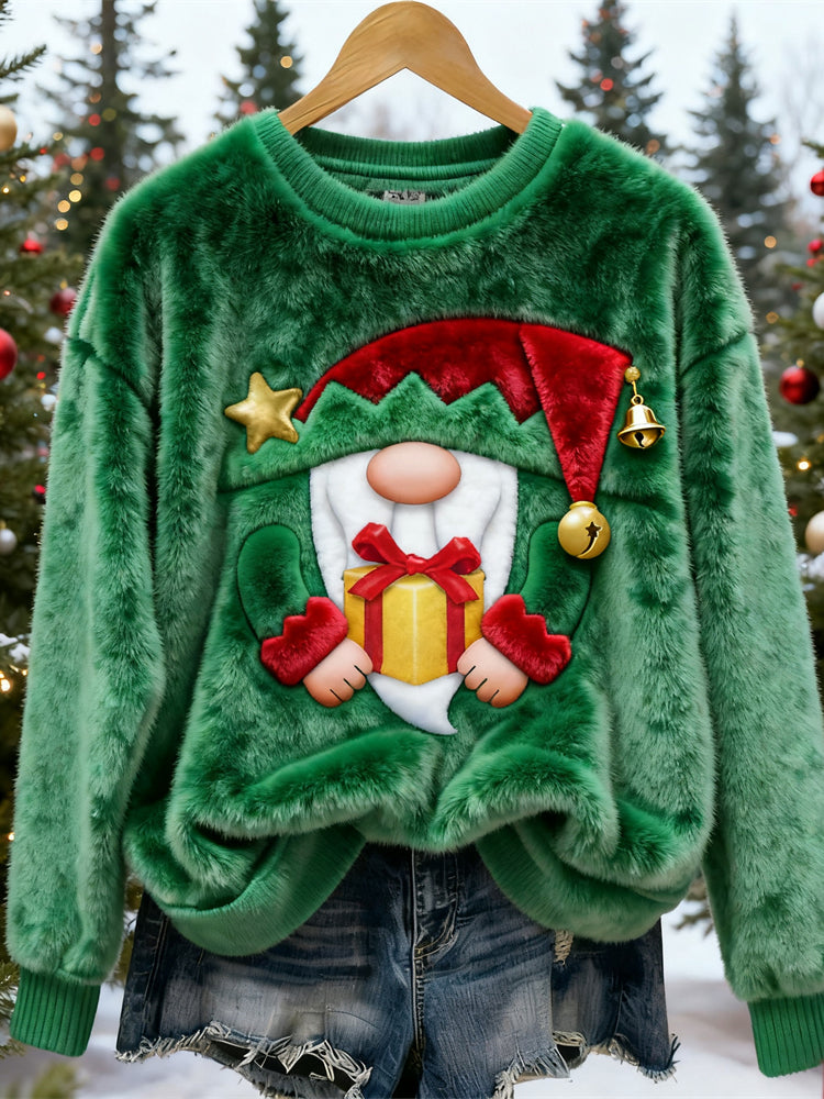 Comstylish Santa Claus Art Design Women's Soft Flannel Sweater