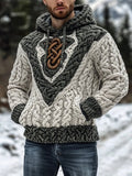 Vintage Irish Celtic Knot Men's Knit Hooded Sweater elevenforest