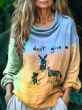 I Don’t Give A Funny Donkey Letter Print Casual Short Sleeve Comfortab