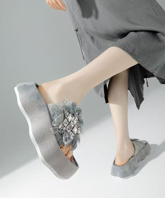 Boutique Tassel Zircon Platform Slide Sandals Ag1002