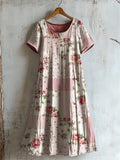 Vintage Cottagecore Floral Patchwork Linen Dress elevenforest