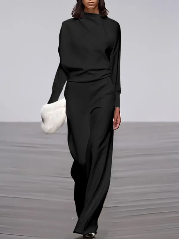 Long Sleeves Loose Color Stand Collar T-shirts Tops