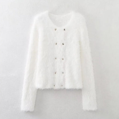Gentle Mink Fur Sweater Coat: ’s Winter Knit Cardigan