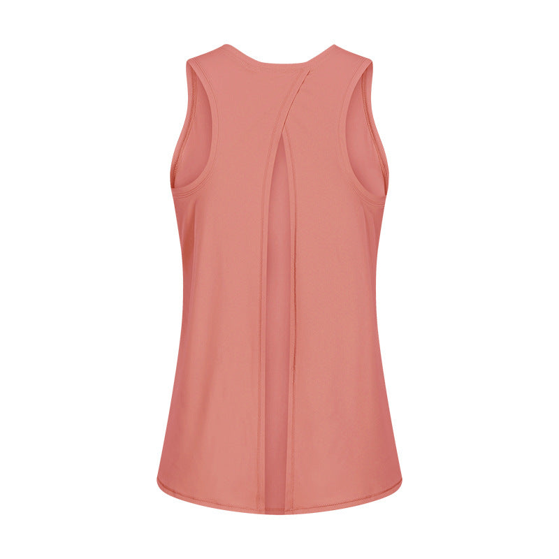 Spring Summer Nude Feel Skin Friendly Lace-up Vest Bow Beauty Back Loose Breathable Running Sports Blouse