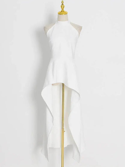 Original Sleeveless Irregularity Color High-neck T-shirt Top&pleated Skirt Bottom Two Pieces Set