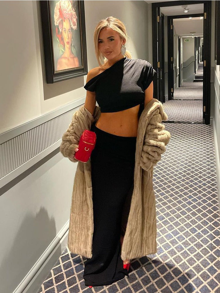 Taruxy Bandage Maxi Skirt 2 Piece Sets Outfits Slim Tank Tops Lady Party Bodycon Long Dress Sets