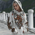 Comstylish Women's Retro Celtic Horse And Floral Pattern Comfortable Hooded Sweater
