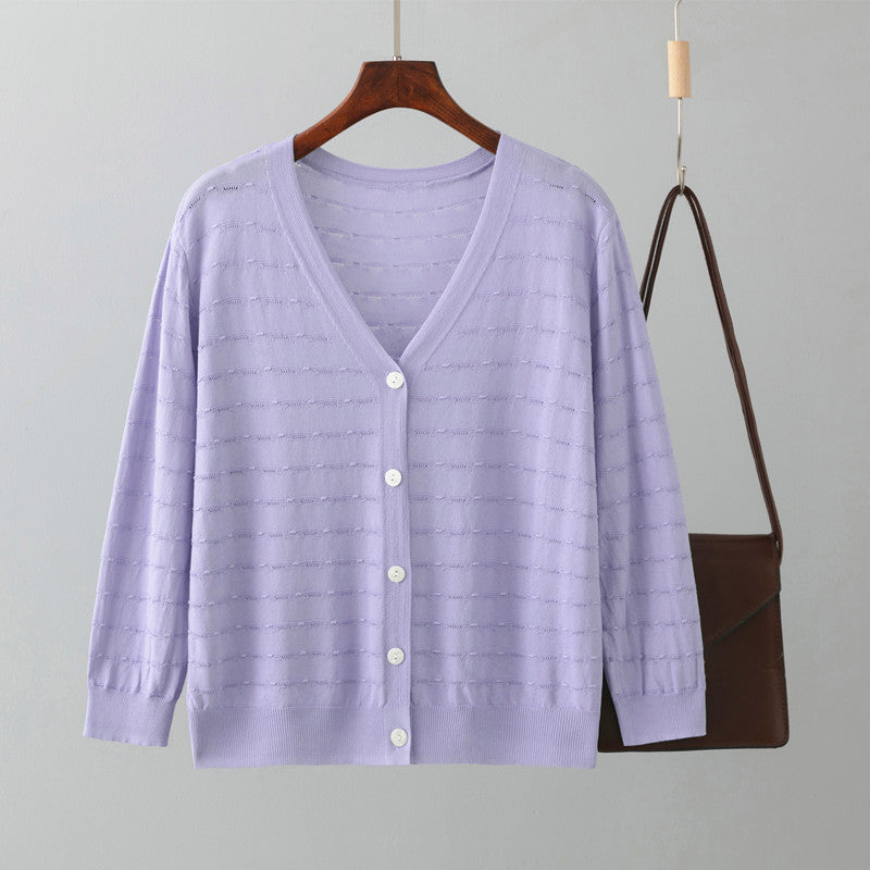 Ice Silk Knitted Cardigan Summer Matching Skirt Anti Loose Shawl Air Conditioning Shirt Outer Wear Thin Coat Top