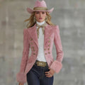 Comstylish Retro Slim Fit Fur Trim Suede Suit Jacket