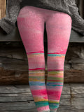 Women's Pink Gradient Art Print Leggings elevenforest