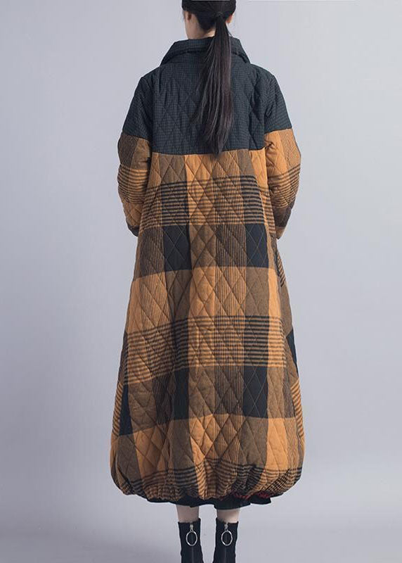 Diy Red Plaid Patchwork Fine Cotton Filled Winter Coat