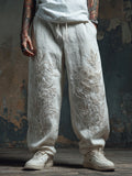 Men's Floral Lace Embroidered Casual Linen Pants elevenforest