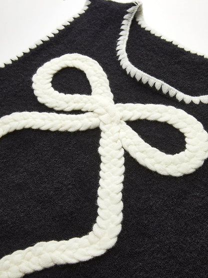Contrast Trim Bow Sweater Vest