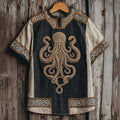 Viking Cthulhu Celtic Knot Ropet Contrast Color T-shirt elevenforest
