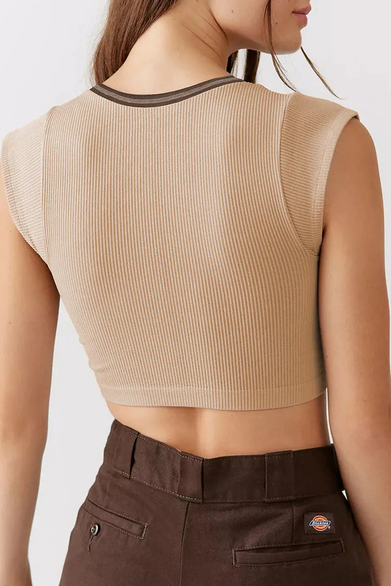 Street Patchwork U Neck T-shirts