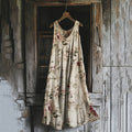 Women's Vintage Flower Print Linen Blend Midi Dress elevenforest