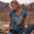Vintage Sequins Floral Embroidery Women's V-neck T-shirt elevenforest