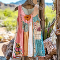 Women's Vintage Floral Patch Art Tank Top elevenforest