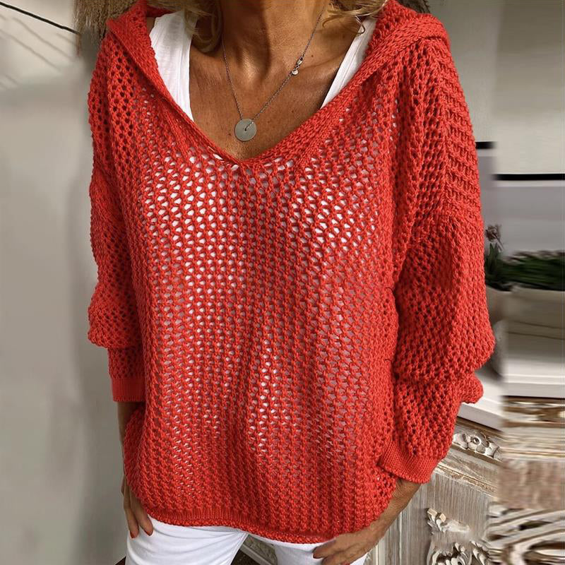Vintage Hollow Out Comfy Hooded Sweater elevenforest