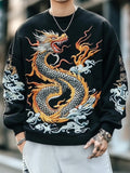 Men's Vintage Japanese Art Dragon Embroidery Print Sweatshirt elevenforest