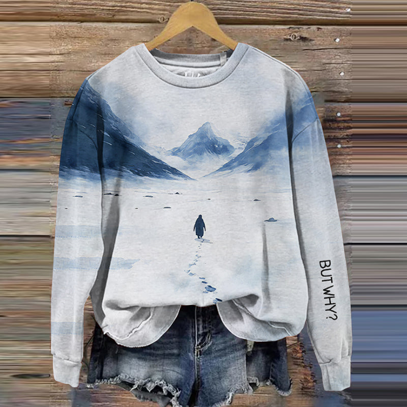 Comstylish But Why? Nihilistic Penguin Printed Casual Sweatshirt