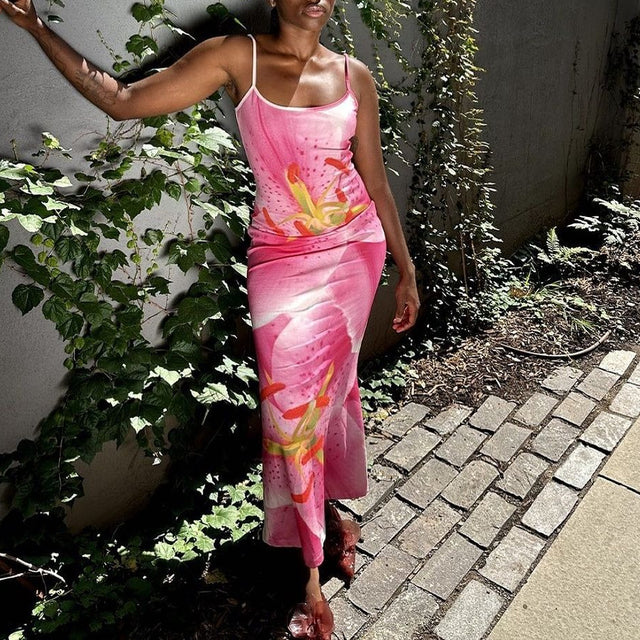 Taruxy Print Beach Vacation Maxi Dress ’s Backless Strapless Summer Female Party Dress Slim Suspender Clothes