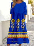 Women's Vintage Sunflower Print Dress elevenforest
