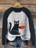 Teacup Cat Knit Cozy Sweater artswardrobe