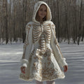 Women's Halloween Skeleton Anatomy Art Knitted Hooded Flared Dress elevenforest