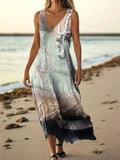 Women's Floral Abstract Pattern Art Print Pocket Cotton Dresses