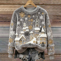 Comstylish Christmas Snow Scene Embroidery Women's Cozy Plush Sweater