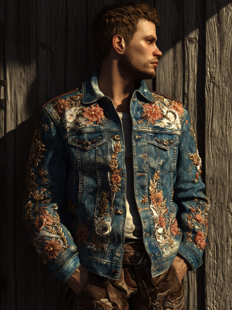 Men's Retro Casual Western Denim Top Jacket elevenforest