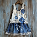 Retro Floral Patchwork Comfortable Sleeveless Long Dress elevenforest