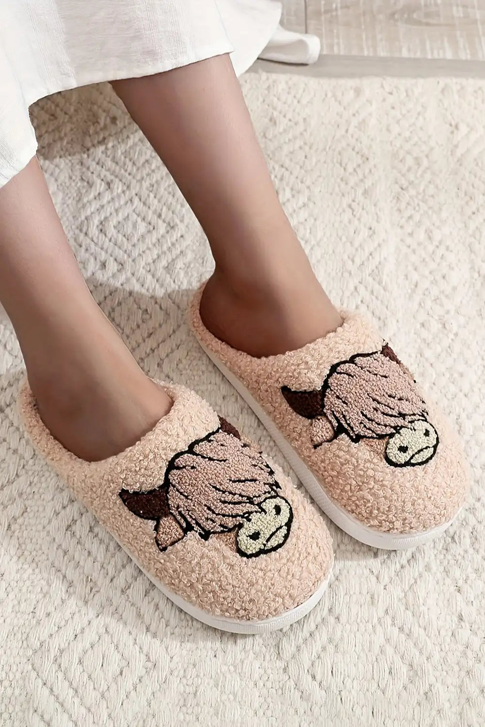 Cozy Parchment Animal Plush Slippers