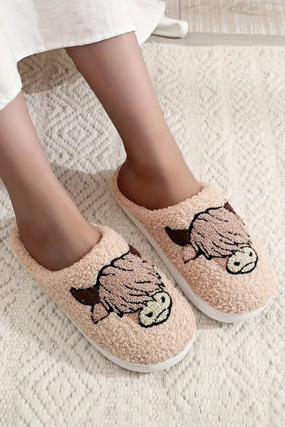 Cozy Parchment Animal Plush Slippers