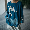 Women's Japanese Waves And Cherry Blossoms Pattern Comfortable Top elevenforest