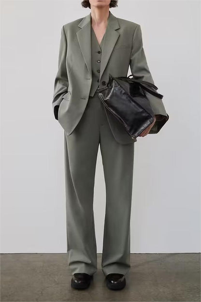 Autumn ’s Button Suit Coat Vest Pants Set – Stylish Fall Outfit