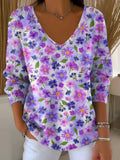 Women's Alzheimer's Purple Print Long Sleeve Pit Fabric Top elevenforest