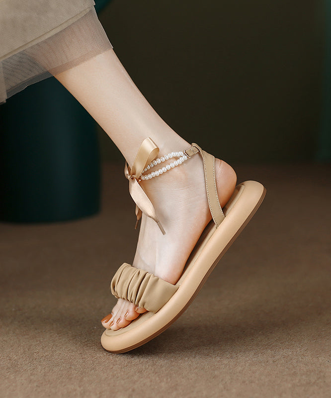 Purple Cowhide Leather Sandals Peep Toe Splicing Bow Lace Up Aa013